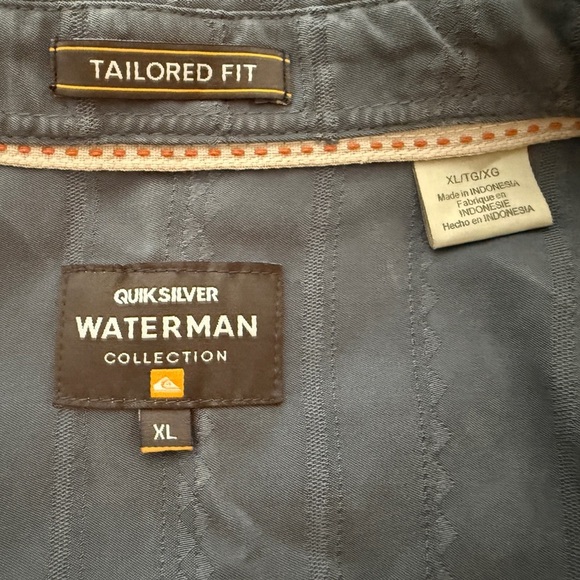 QUIKSILVER Waterman Collection Blue Gray Collared Shirt Tailored Fit Men XL - Picture 4 of 6